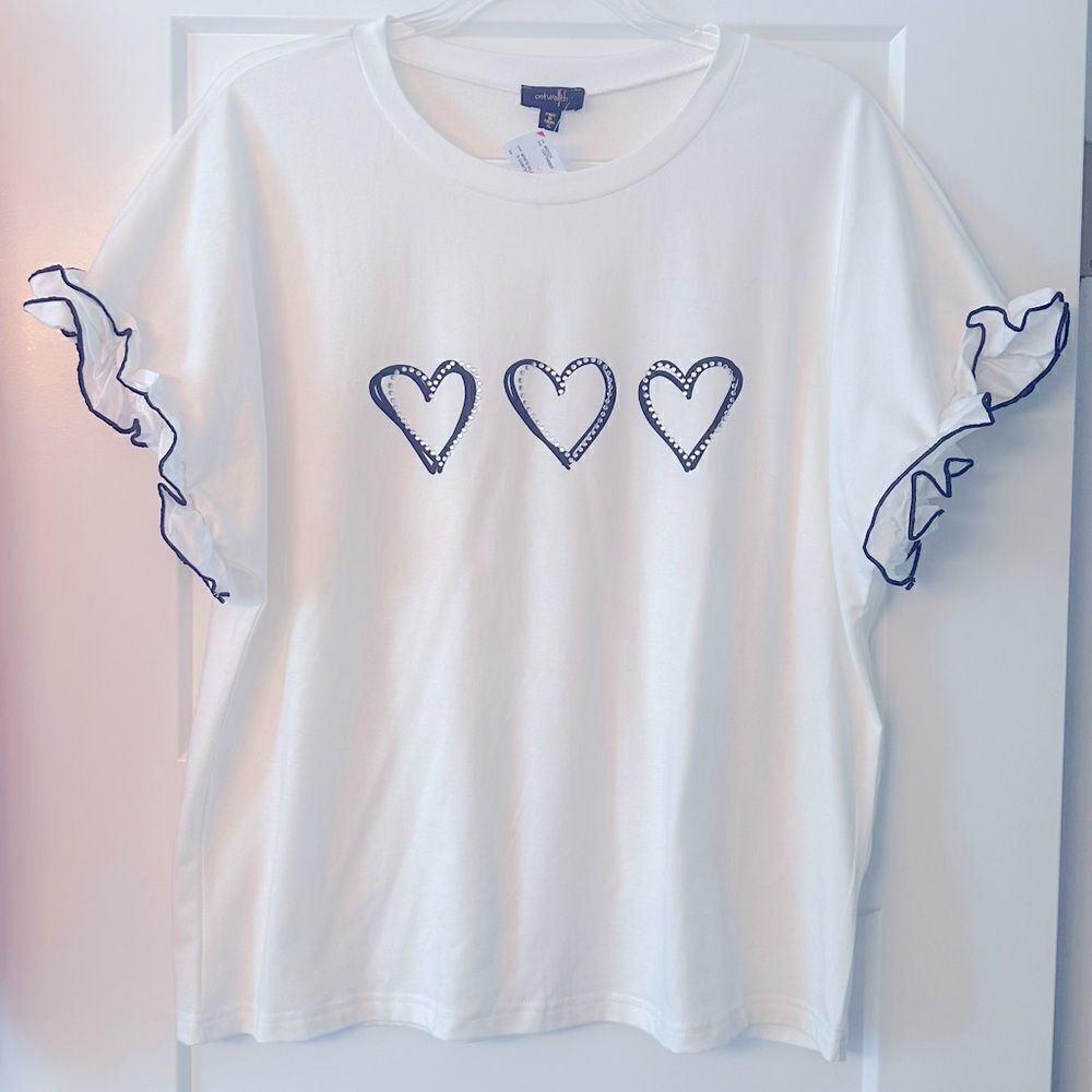 On Twelfth Rhinestone Hearts T-shirt